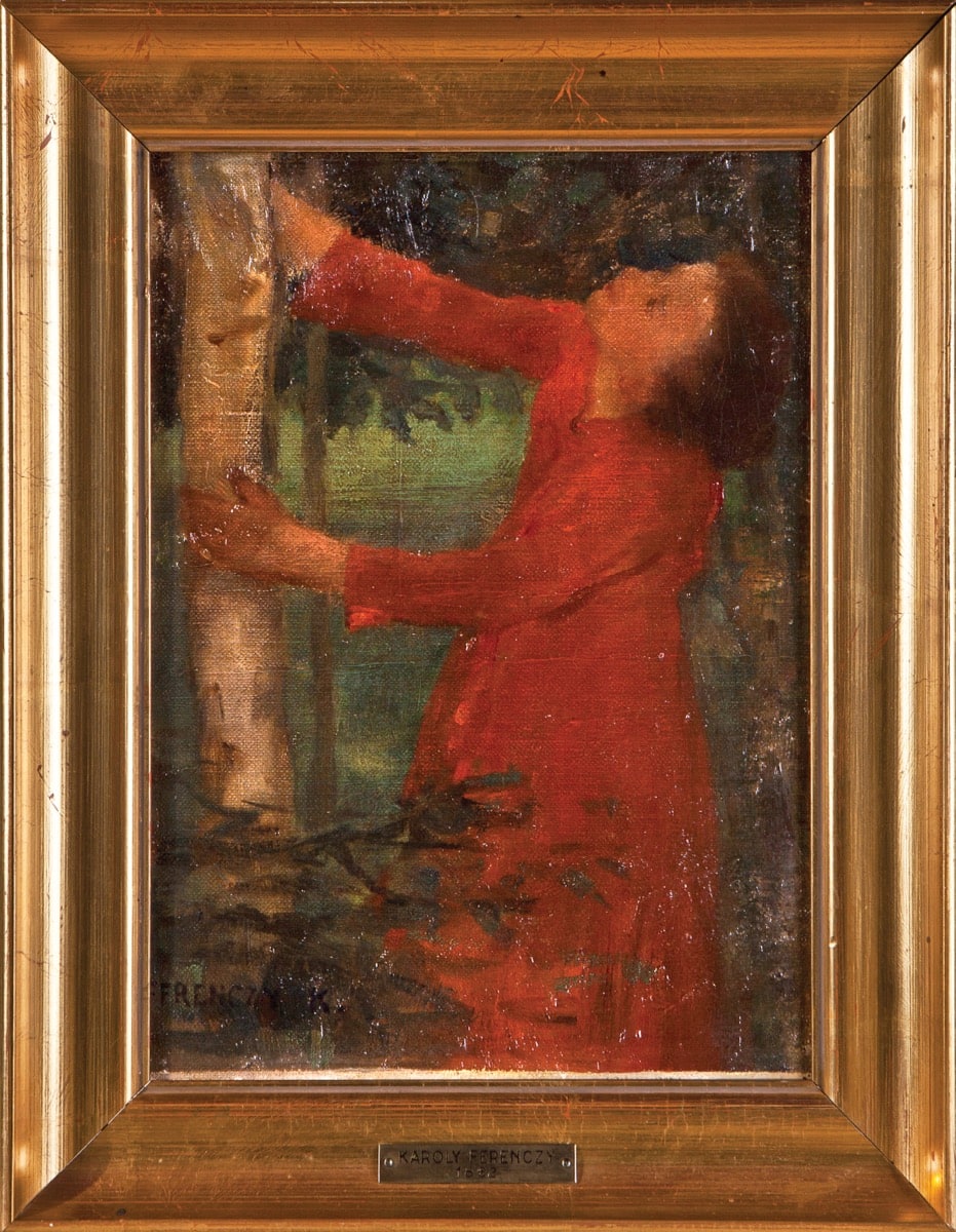 KAROLY FERENCZY (Viena, 1862 - Budapest, 1917)<br/>"Canción de pájaro"<br/>Óleo sobre lienzo adherido a cartón<br/>Firmado<br/>33 x 24 cm<br/>250 - 350 €